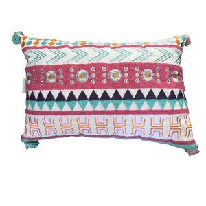 Waverly La La Llama Boho Chic Rectangular Throw Pillow With Tassels Modern Geome